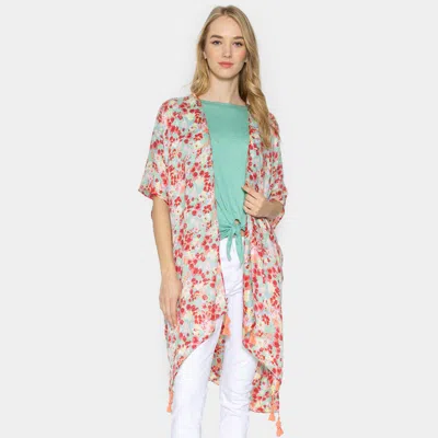 Truedames 35.4" X 34.2" Flower Patterned Cover Up Kimono Poncho In Pink