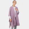 Truedames 35.4" X 55" Cut Out Detailed Fringe Poncho In Purple