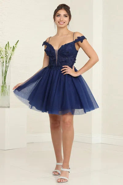 Truedames 3d Butterfly A-line Cocktail Short Dress In Blue