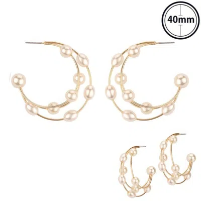 Truedames 3d Open Silhouette Cressent Hoop Earring In Gold