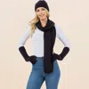 Truedames 3pcs - Solid Winter Beanie Hat Scarf Gloves Set In Black