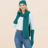 Truedames 3pcs - Solid Winter Beanie Hat Scarf Gloves Set In Green