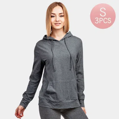 Truedames 3pcs - Solid Thin Pullover Hoodies In Gray