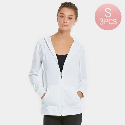 Truedames 3pcs - Solid Thin Zip Up Hoodie Jackets In White