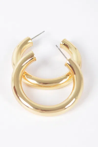 Truedames 4cm Metal Pipe Hoop Earring In Gold