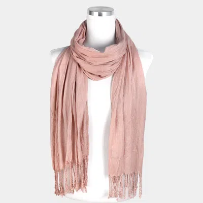 Truedames 66.9" X 27.8" Solid Crinkle Fringe Scarf In Beige
