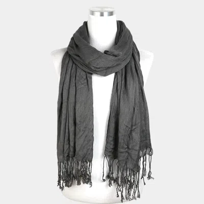 Truedames 66.9" X 27.8" Solid Crinkle Fringe Scarf In Grey