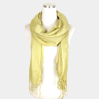 Truedames 66.9" X 27.8" Solid Crinkle Fringe Scarf In Yellow