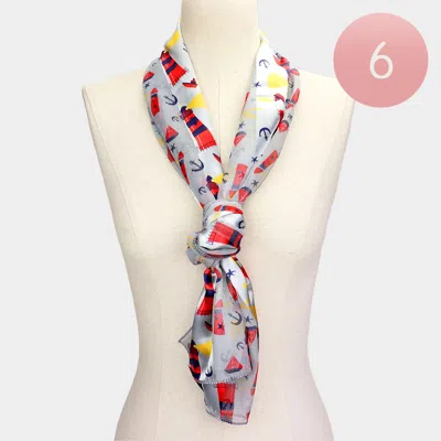 Truedames 6pcs - Lighthouse Anchor Pattern Printed Scarf In Multi