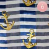 Truedames 6pcs - Satin Striped Anchor Pattern Print Scarves In Blue