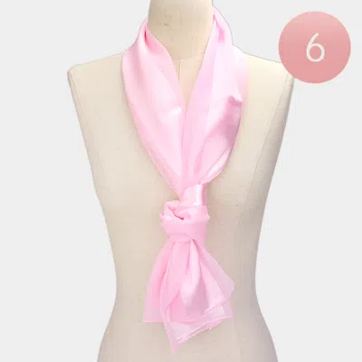 Truedames 6pcs - Satin Striped Print Scarf In Pink
