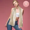 Truedames 6pcs - Sheer Satin Striped Lightweight Scarf In Sand