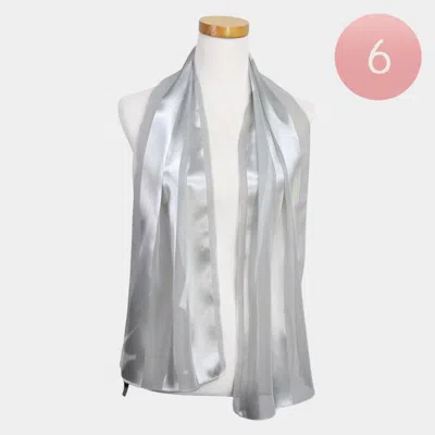 Truedames 6pcs - Sheer Satin Striped Lightweight Scarf In Silver