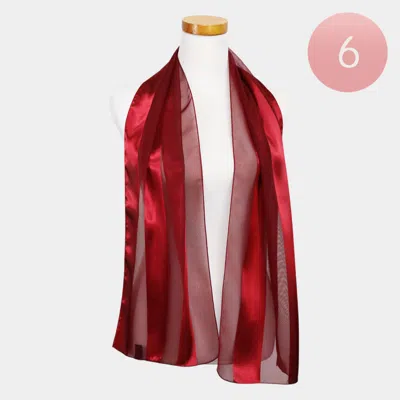 Truedames 6pcs - Sheer Satin Striped Lightweight Scarf In White