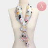 Truedames 6pcs - Silk Feel Christmas Cute Animal Pattern Print Scarf In Silver