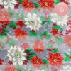 Truedames 6pcs - Silk Feel Holiday Poinsettia Flower Pattern Print Scarf In Green