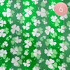 Truedames 6pcs - Silk Feel Satin St Patricks Clover Pattern Printed Scarf In Green