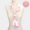 Truedames 6pcs - Silk Feel Satin Striped Bow Print Scarf In Pink