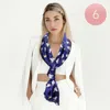 Truedames 6pcs - Silk Feel Satin Striped Cat Print Scarf In Blue