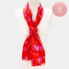 Truedames 6pcs - Silk Feel Striped Heart Pattern Scarf In Pink