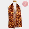 Truedames 6pcs - Silk Feel Striped Leaf Print Scarf In Pink