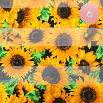 Truedames 6pcs - Silk Feel Sunflower Pattern Print Scarves In Yellow