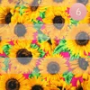 Truedames 6pcs - Silk Feel Sunflower Pattern Print Scarves In Yellow