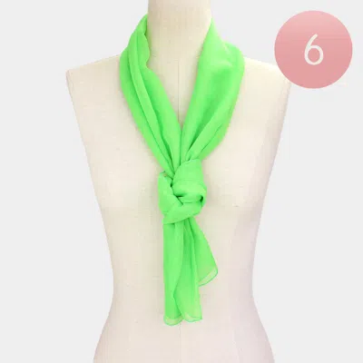 Truedames 6pcs - Solid Chiffon Scarf In Green