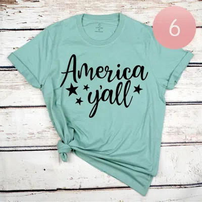Truedames 6pcs - Assorted Size America Y'all Graphic T-shirts In Green