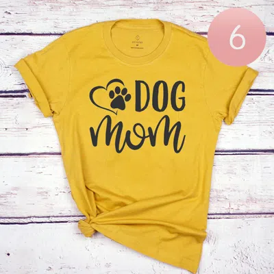 Truedames 6pcs - Assorted Size Dog Mom Graphic T-shirts In Yellow