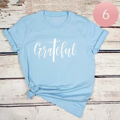 Truedames 6pcs - Assorted Size Grateful Graphic T-shirts In Blue