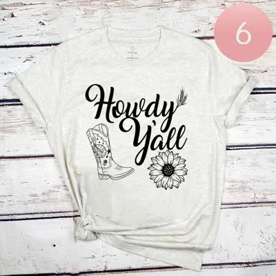 Truedames 6pcs - Assorted Size Howdy Y'all Graphic T-shirts In White