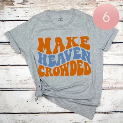 Truedames 6pcs - Assorted Size Make Heaven Crowded Graphic T-shirts In Blue