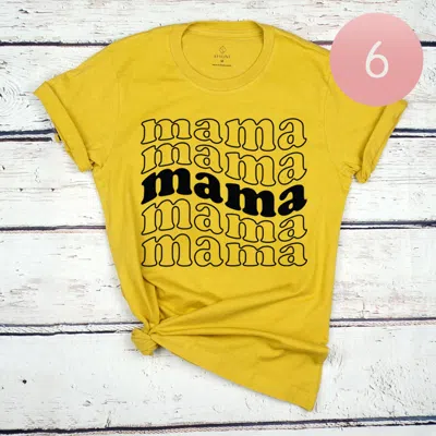 Truedames 6pcs - Assorted Size Mama Graphic T-shirts In Yellow
