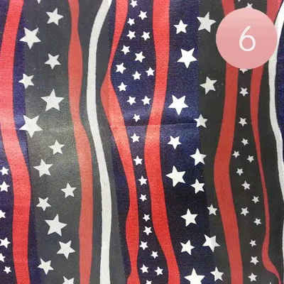 Truedames 6pcs - Satin Striped American Flag Pattern Print Scarf In Blue