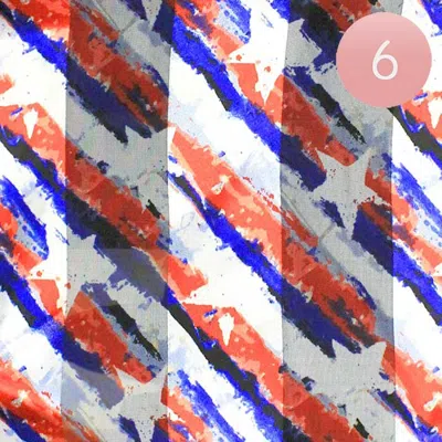 Truedames 6pcs - Satin Striped American Flag Pattern Print Scarf Red