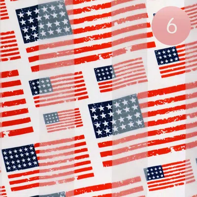 Truedames 6pcs - Silk Feel Satin American Usa Flag Pattern Printed Scarf In White