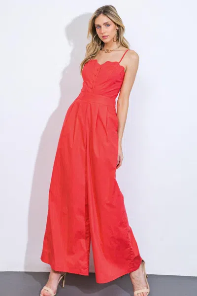 Truedames A Beautiful Feeling Woven Jumpsuit In Red