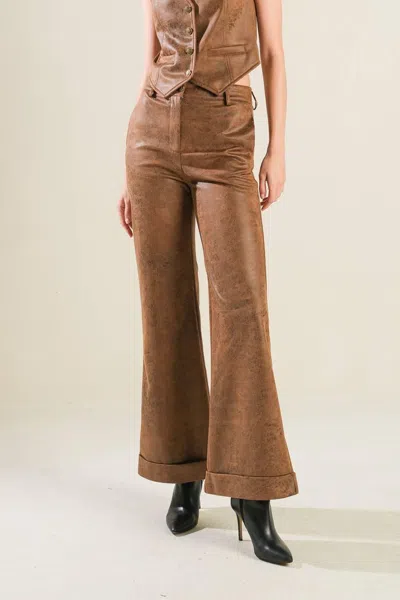 Truedames A Gift From Love Leather Pants In Brown
