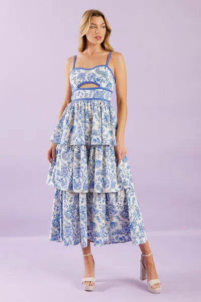 Truedames A Great Escape Woven Midi Dress In Blue