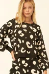 Truedames A Leopard Print Pullover Sweater In Black