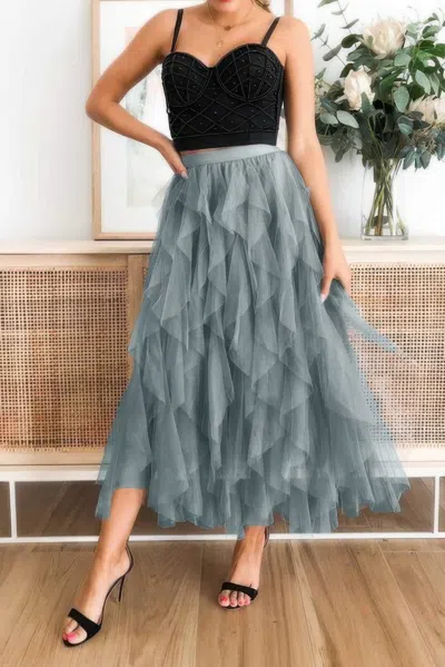 Truedames A Line Long Tulle Tiered Skirts In Gray