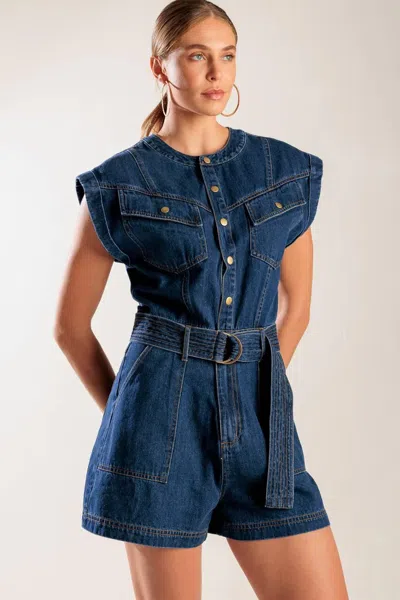 Truedames A Little Bit Of This Denim Romper In Multi