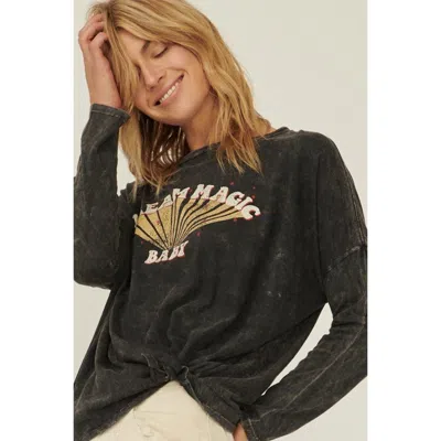 Truedames A Mineral Washed Knit Top In Pink