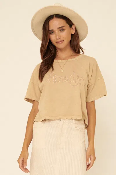 Truedames A Mineral-washed Graphic Tee In Beige