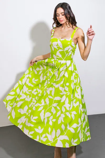 Truedames A Passionate Heart Woven Midi Dress In Green