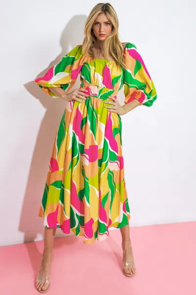 Truedames A Second Thought Woven Midi Dress In Multi