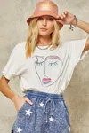Truedames A Solid Knit Graphic T-shirt In White