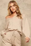 Truedames A Solid Knit Sweater In Beige