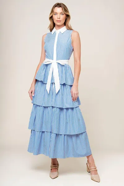Truedames A Touch Of Grace Woven Midi Dress In Blue